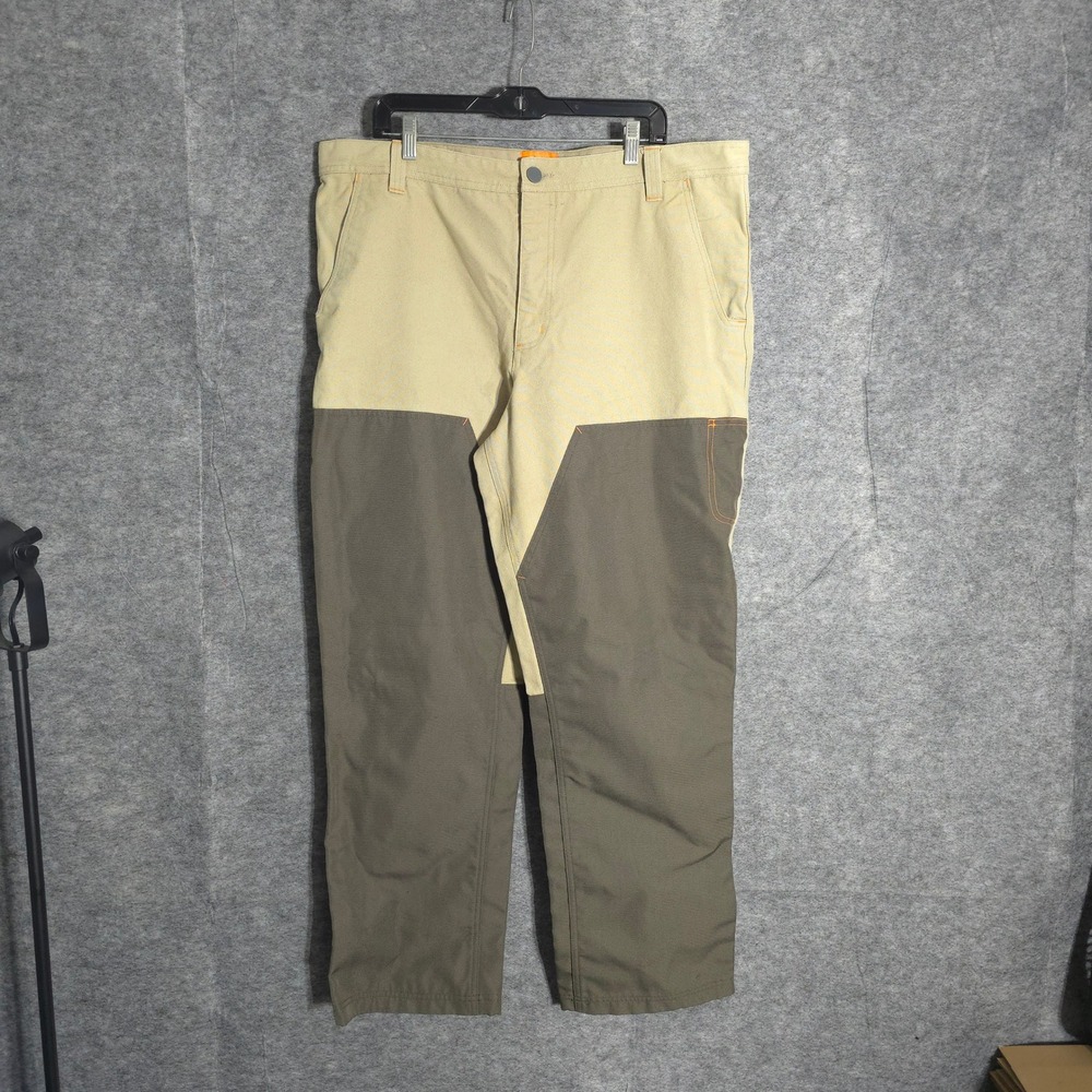 Field & Stream Utility Pants Mens 40 Khaki Green Hunting Canvas Reinforced Leg